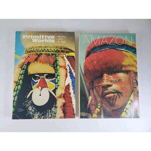 National Geographic Books Explore the Amazon; Primitive Worlds 1970's (2 Books)